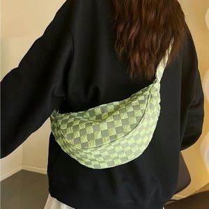Rare Women's Checkerboard Pattern Fanny Pack, Zipper, Commuter Bum Bag